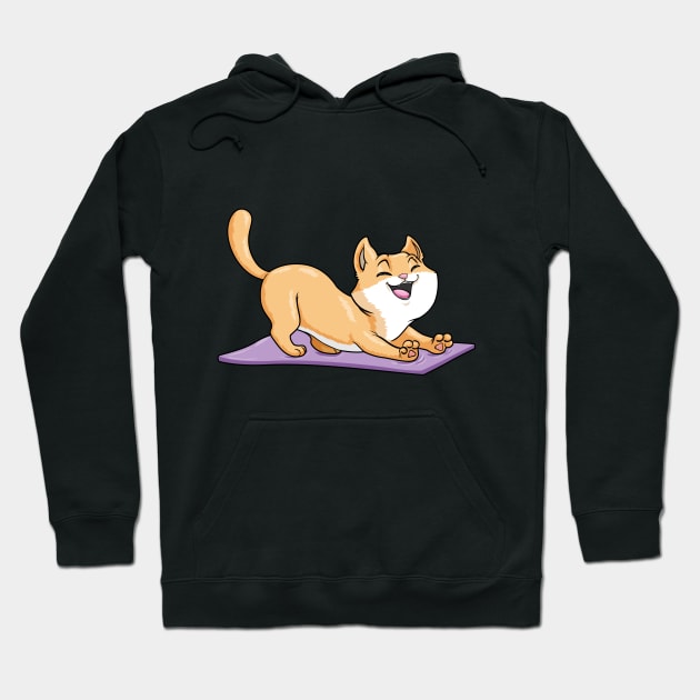 Cute cat on a yoga mat Hoodie by Markus Schnabel